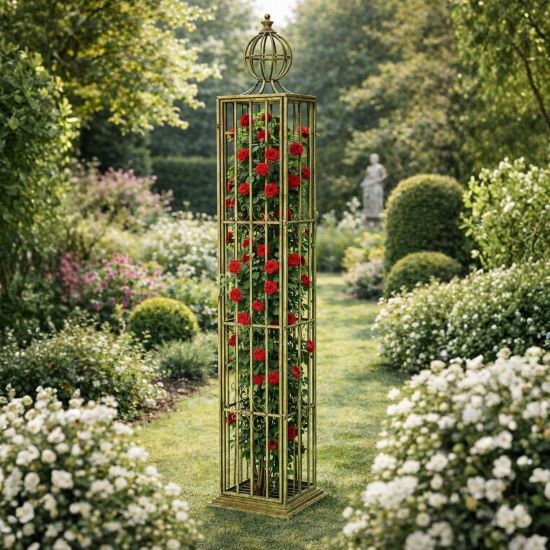 Preview: DanDiBo Metal Garden Trellis Rose Column Rose Tower 230 cm Climbing Column 93970 Trellis Rose Column Garden Climbing Aid Outdoor