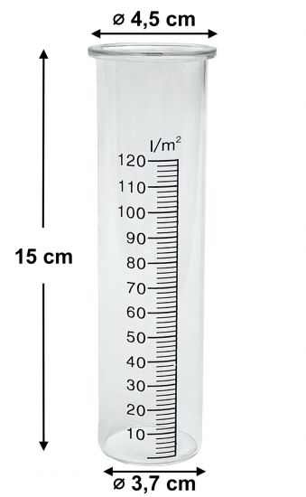 DanDiBo Regenmesser Glas 15 cm 85643 - Ersatzglas für Niederschlagsmesser Wetterfrosch, Eulen, Hase, Schnecke
