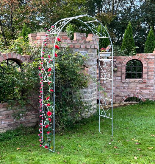 DanDiBo Rosenbogen Metall Verzinkt Massiv 120 cm Torbogen 96521 Wetterfest Rundbogen Volleisen Rankhilfe Gartenbogen Feuerverzinkt