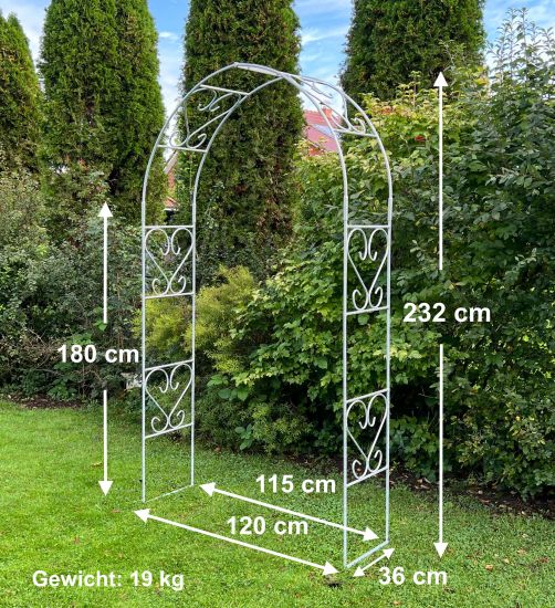 DanDiBo Rosenbogen Metall Verzinkt Massiv 120 cm Torbogen 96521 Wetterfest Rundbogen Volleisen Rankhilfe Gartenbogen Feuerverzinkt