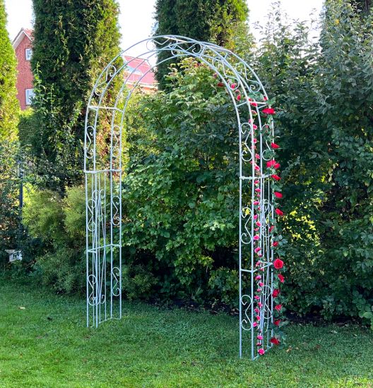 DanDiBo Rosenbogen Metall Verzinkt Massiv 140 cm Torbogen 96522 Wetterfest Rundbogen Volleisen Rankhilfe Gartenbogen Feuerverzinkt
