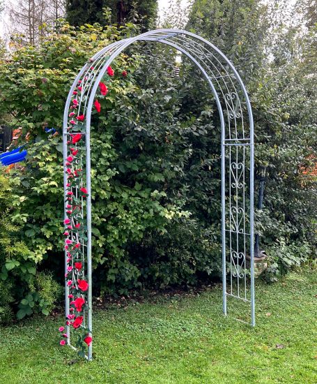 DanDiBo Rosenbogen Verzinkt Massiv 150 cm Torbogen 96520 Wetterfest Rundbogen Volleisen Rankhilfe Gartenbogen Feuerverzinkt