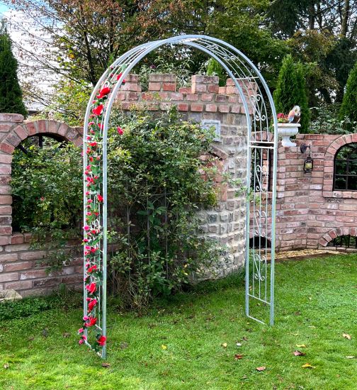 DanDiBo Rosenbogen Metall Verzinkt Massiv 150 cm Torbogen 96520 Wetterfest Rundbogen Volleisen Rankhilfe Gartenbogen Feuerverzinkt