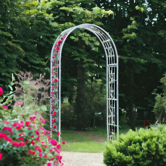 DanDiBo Rosenbogen Metall Verzinkt Massiv 150 cm Torbogen 96520 Wetterfest Rundbogen Volleisen Rankhilfe Gartenbogen Feuerverzinkt