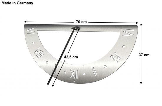 DanDiBo Sonnenuhr Edelstahl für die Wand 70 cm Rostfrei 96206 Ausrichtbar Wetterfest Gartenuhr Modern Metall
