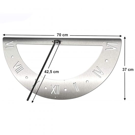 Preview: DanDiBo Sonnenuhr Edelstahl für die Wand 70 cm Rostfrei 96687 Ausrichtbar Wetterfest Gartenuhr Modern Metall