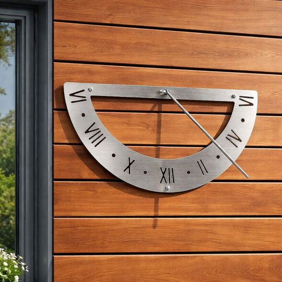 DanDiBo Sonnenuhr Edelstahl für die Wand 70 cm Rostfrei 96687 Ausrichtbar Wetterfest Gartenuhr Modern Metall