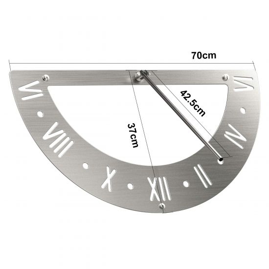 Preview: DanDiBo Sonnenuhr Garten Edelstahl Wand 70 cm Rostfrei 96687 Ausrichtbar Gartenuhr Wetterfest Outdoor Modern Metall