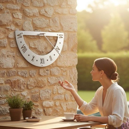 DanDiBo Sonnenuhr Garten Edelstahl Wand 70 cm Rostfrei 96687 Ausrichtbar Gartenuhr Wetterfest Outdoor Modern Metall