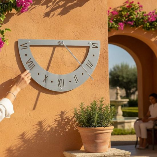 DanDiBo Sonnenuhr Garten Edelstahl Wand 70 cm Rostfrei 96687 Ausrichtbar Gartenuhr Wetterfest Outdoor Modern Metall