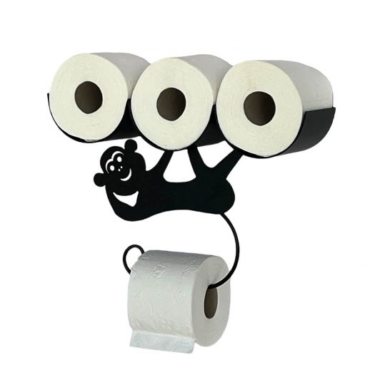 DanDiBo Toilettenpapierhalter Schwarz Matt Wand Metall Affe Klopapierhalter Toilettenrollenhalter WC Rollenhalter Ersatzrollenhalter