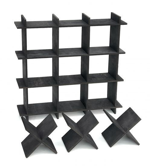 DanDiBo Toilet roll holder Black Wood Tic Tac Toe 96421 Toilet roll holder WC Freestanding Replacement roll holder Paper holder Roll holder