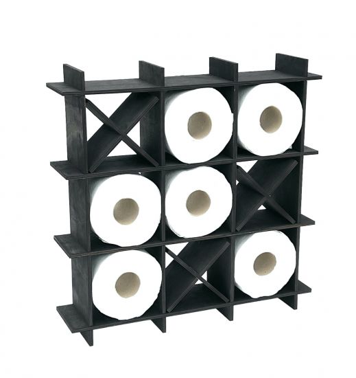 DanDiBo Toilet roll holder Black Wood Tic Tac Toe 96421 Toilet roll holder WC Freestanding Replacement roll holder Paper holder Roll holder