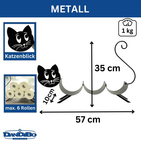 DanDiBo Toilettenpapierhalter Stehend Katze Klopapierhalter 96622 WC Rollenhalter Freistehend WC Papierhalter Toilettenpapierständer