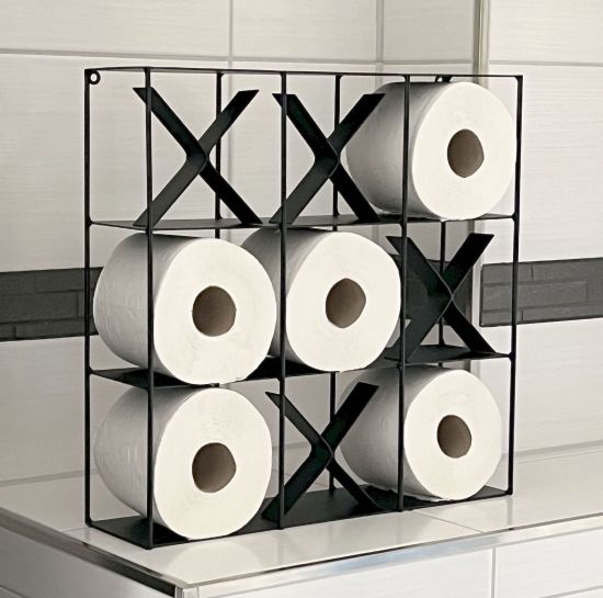 DanDiBo Toilettenpapierhalter Schwarz Metall TicTacToe 96418 Klopapierhalter Wand WC Ersatzrollenhalter Wandmontage Papierhalter Rollenhalter