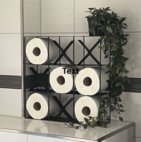 DanDiBo Toilettenpapierhalter Schwarz Metall TicTacToe 96418 Klopapierhalter Wand WC Ersatzrollenhalter Wandmontage Papierhalter Rollenhalter