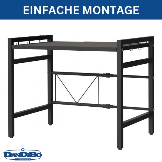 DanDiBo Adjustable Microwave Shelf 2-Tier 40-64 cm Microwave Stand 96613 Freestanding Microwave Rack Kitchen Shelf
