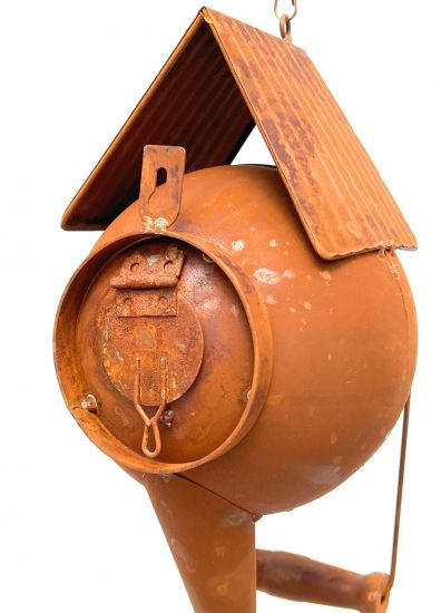 DanDiBo Vogelhaus zum Aufhängen Edelrost Deko Rost Gießkanne Wetterfest 96422 Nistkasten Futterstation für Vögel Shabby mit Kette hängend Metallkanne Kanne Balkon