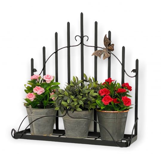 DanDiBo Wandblumenhalter Metall Schwarz 50 cm Wandregal 96237 Blumenständer Blumenregal Wandtopfhalter