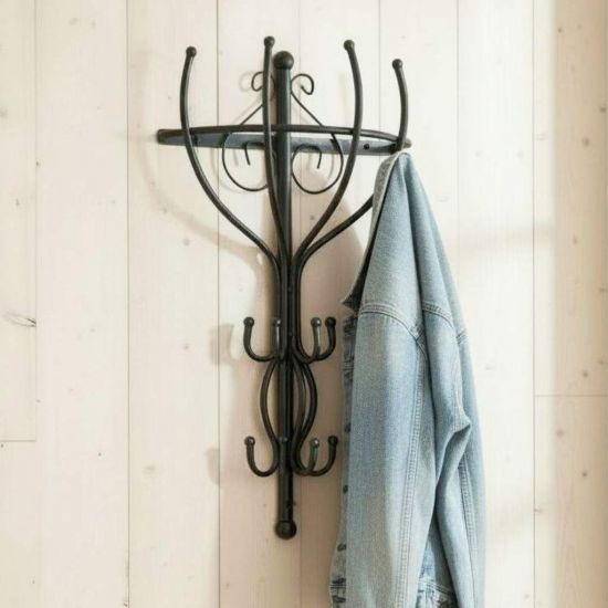 DanDiBo Wandgaderobe Halbrund Wand Metall Schwarz Vienno 66cm Gaderobe Kleiderhaken Gaderobenhaken Hakenleiste Flurgaderobe Haken