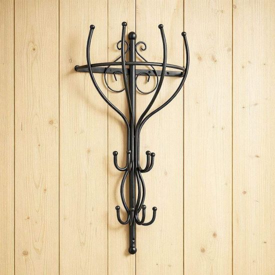 DanDiBo Wandgaderobe Halbrund Wand Metall Schwarz Vienno 66cm Gaderobe Kleiderhaken Gaderobenhaken Hakenleiste Flurgaderobe Haken