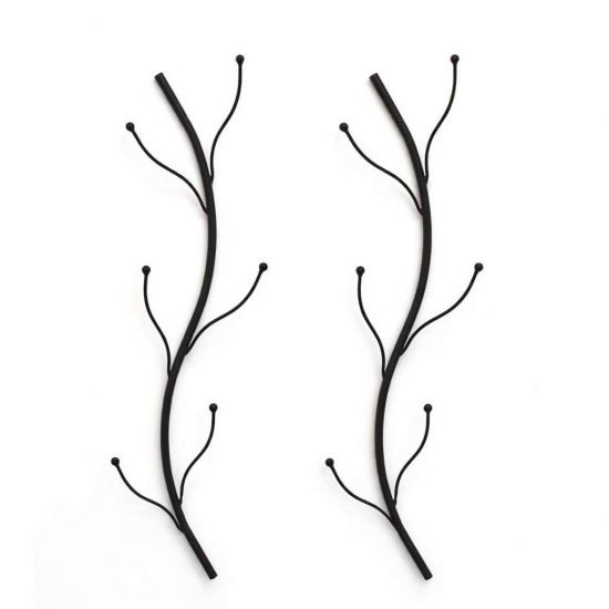 DanDiBo Wandgarderobe Schwarz Metall 2er Set Flora Garderobe Wand 93861 Garderobenhaken Flurgarderobe Kleiderhaken Hakenleiste