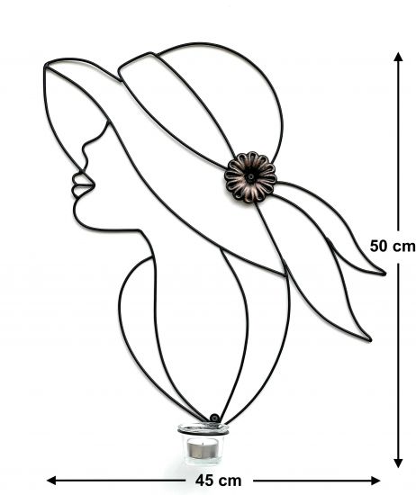DanDiBo wall tealight holder metal black 50 cm lady wall candle holder 96324 tealight holder wall tealight sconce