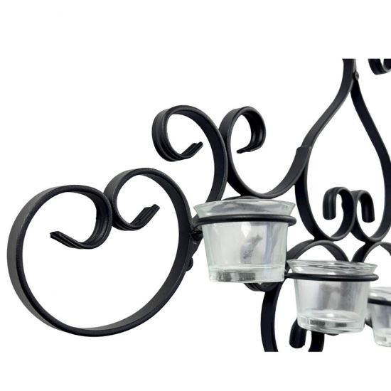 Preview: DanDiBo Wall Tealight Holder Metal Black Palace Wall Candle Holder 63 cm Tealight Holder Wall Mounted Candle Holder