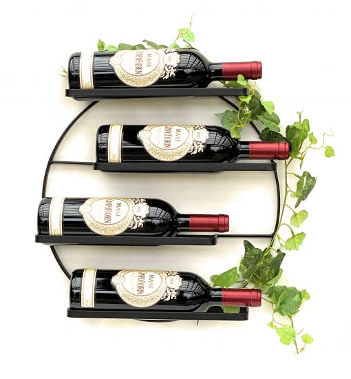 DanDiBo Wine rack Metal Wall Black Andante Round Bottle rack 96212 Bottle holder Wall mounting Modern Wall holder Wall rack for 4 bottles