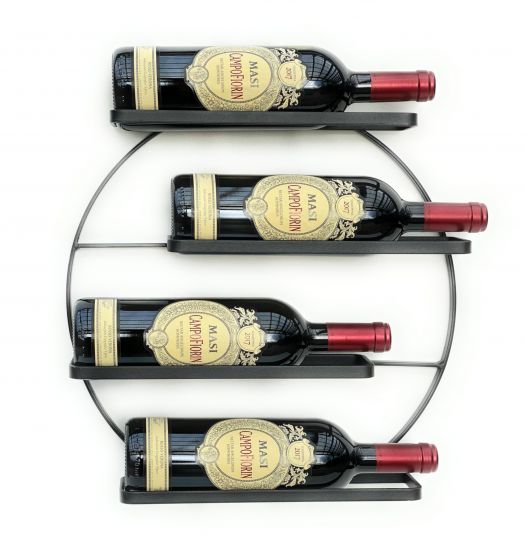 DanDiBo Wine rack Metal Wall Black Andante Round Bottle rack 96212 Bottle holder Wall mounting Modern Wall holder Wall rack for 4 bottles