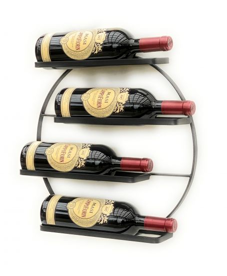 DanDiBo Wine rack Metal Wall Black Andante Round Bottle rack 96212 Bottle holder Wall mounting Modern Wall holder Wall rack for 4 bottles