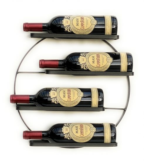 DanDiBo Wine rack Metal Wall Black Andante Round Bottle rack 96212 Bottle holder Wall mounting Modern Wall holder Wall rack for 4 bottles