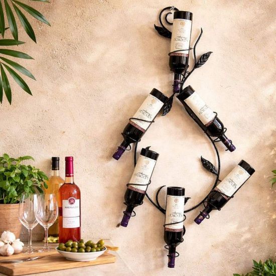 DanDiBo Weinregal Wand Metall Schwarz Natura Flaschenregal Hängend Wine Rack Weinhalter Weinflaschenregal Weinflaschenhalter