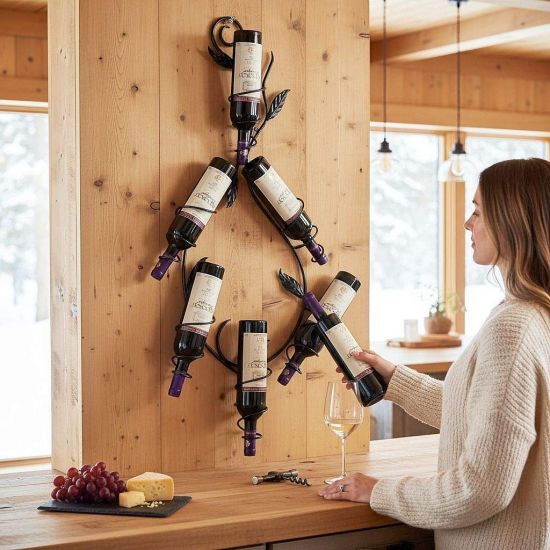 Preview: DanDiBo Weinregal Wand Metall Schwarz Natura Flaschenregal Hängend Wine Rack Weinhalter Weinflaschenregal Weinflaschenhalter