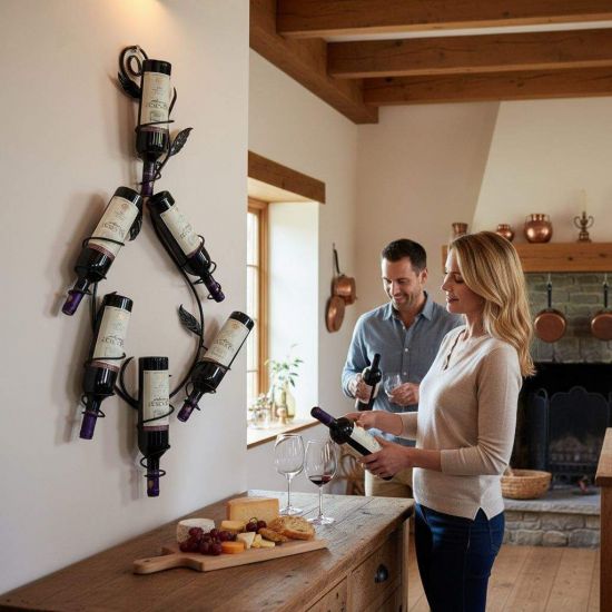 DanDiBo Weinregal Wand Metall Schwarz Natura Flaschenregal Hängend Wine Rack Weinhalter Weinflaschenregal Weinflaschenhalter