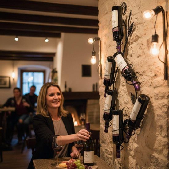 DanDiBo Weinregal Wand Metall Schwarz Natura Flaschenregal Hängend Wine Rack Weinhalter Weinflaschenregal Weinflaschenhalter