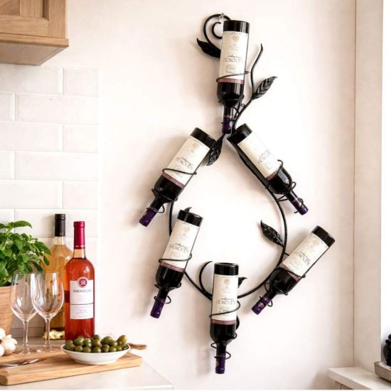 DanDiBo Weinregal Wand Metall Schwarz Natura Flaschenregal Hängend Wine Rack Weinhalter Weinflaschenregal Weinflaschenhalter