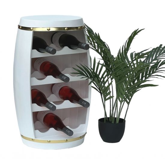 DanDiBo Weinregal Weinfass 3045 Holz Stehend Weiß 65 cm Fassoptik Flaschenständer Flaschenregal Holzfass Fassbar