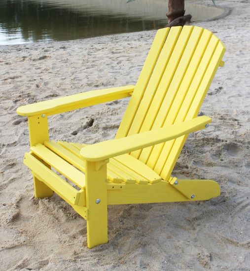 DanDiBo Strandstuhl Sonnenstuhl aus Holz Gelb Gartenstuhl klappbar Adirondack Chair Deckchair