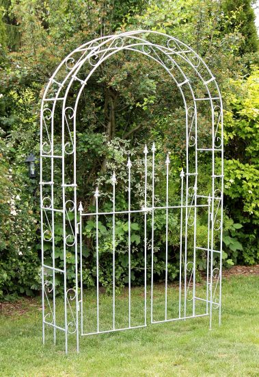 DanDiBo Rose arch with door Galvanised Width 140 cm Round arch Hot-dip galvanised Weatherproof Solid solid iron climbing support