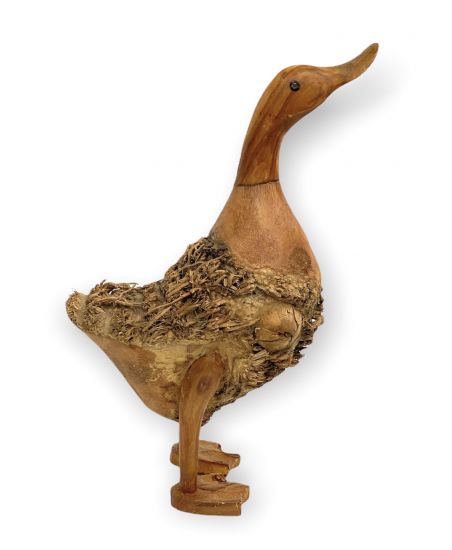 DanDiBo Deko Figur Ente Nr.58 Vogel aus Holz Skulptur Braun 30 cm Holzvogel Handgeschnitzt Stehend Tierfigur Schnitzskulptur