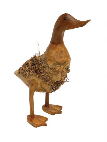 DanDiBo Deko Figur Ente Nr.58 Vogel aus Holz Skulptur Braun 30 cm Holzvogel Handgeschnitzt Stehend Tierfigur Schnitzskulptur