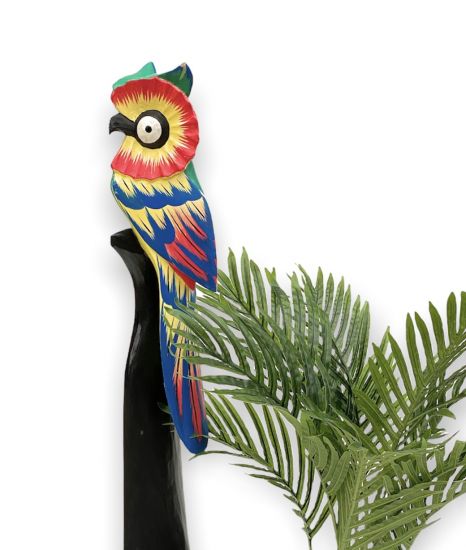 DanDiBo Deko Figur Eule Nr.19 Vogel aus Holz Skulptur Bunt 80 cm Holzvogel Handgeschnitzt Stehend Tierfigur Schnitzskulptur