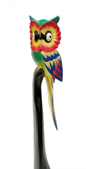 DanDiBo Deko Figur Eule Nr.19 Vogel aus Holz Skulptur Bunt 80 cm Holzvogel Handgeschnitzt Stehend Tierfigur Schnitzskulptur