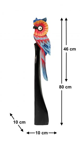 DanDiBo Deko Figur Eule Nr.2 Vogel aus Holz Skulptur Rot Blau 80 cm Holzvogel Handgeschnitzt Stehend Tierfigur Schnitzskulptur