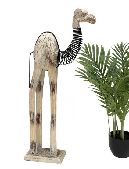DanDiBo Deko Figur Kamel Nr.42 Holzskulptur aus Holz Skulptur Beige Hell 70 cm Holzfigur Handgeschnitzt Stehend Tierfigur Schnitzskulptur