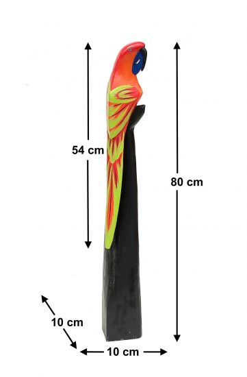 DanDiBo Deko Figur Papagei Nr.10 Vogel aus Holz Skulptur Rot Gelb 80 cm Holzvogel Handgeschnitzt Stehend Tierfigur Schnitzskulptur