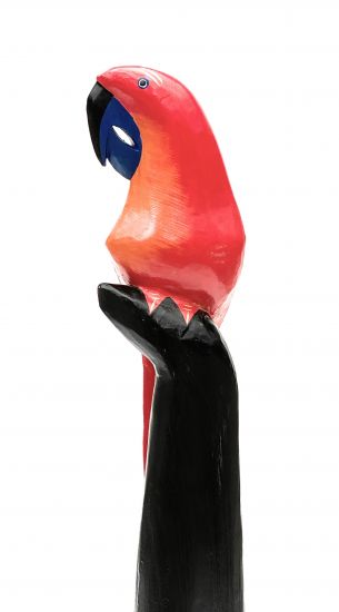 DanDiBo Deko Figur Papagei Nr.10 Vogel aus Holz Skulptur Rot Gelb 80 cm Holzvogel Handgeschnitzt Stehend Tierfigur Schnitzskulptur