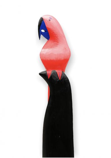 DanDiBo Deko Figur Papagei Nr.37 Vogel aus Holz Skulptur Rosa Blau 103 cm Holzvogel Handgeschnitzt Stehend Tierfigur Schnitzskulptur