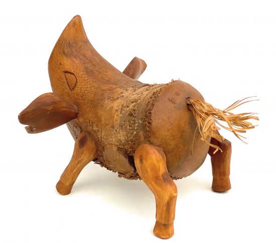 DanDiBo Deko Figur Schwein Nr.60 Schweinchen aus Holz Skulptur Braun 20 cm Holzdekoration Handgeschnitzt Stehend Tierfigur Schnitzskulptur